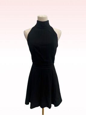 FOREIGN EXCHANGE Black Buckle Halter Neck Dress (Sz S)